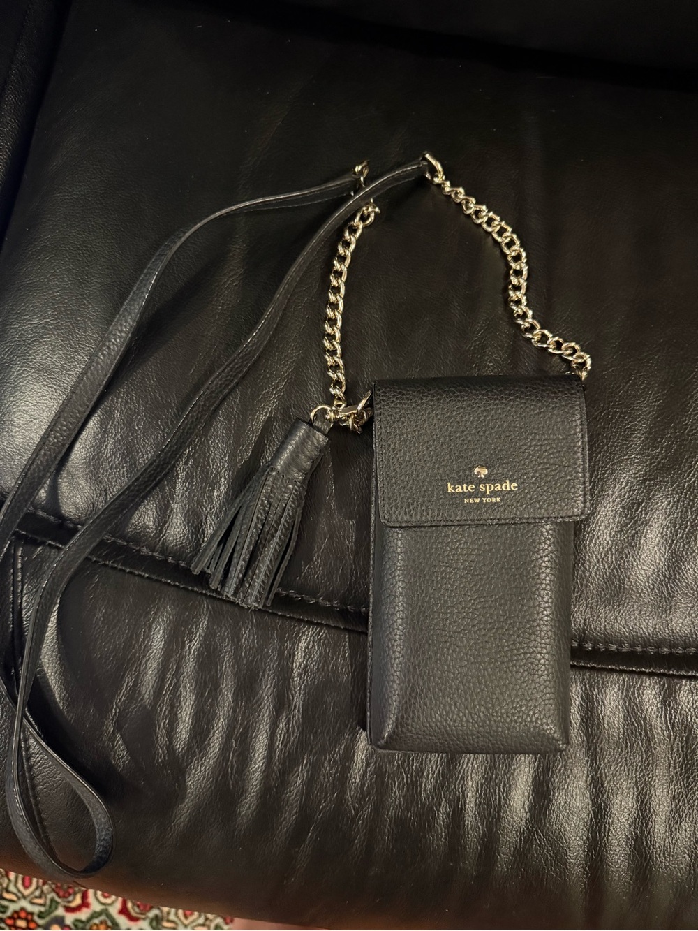 Kate Spade Black Crossbody Leather Phone and Credit Card Holder